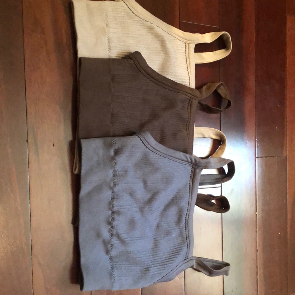 3 boathouse cropped tank tops. All size S. light grey, brown, and blueish grey.